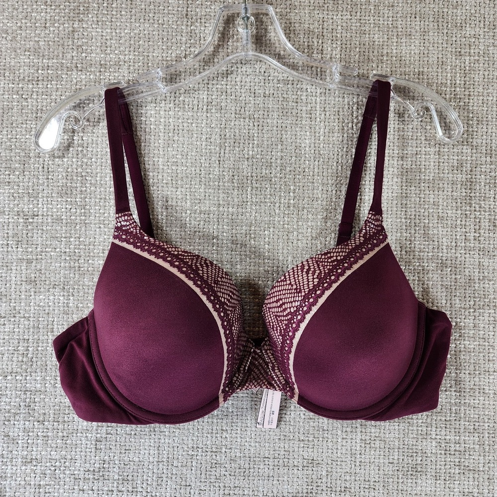 Victorias Secret Body By Victoria Perfect Shape Bra Womens 38C Burgundy Molded